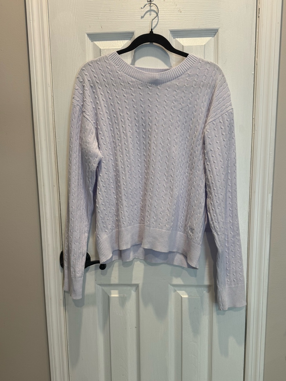 Calvin Klein Light Lavender Cable-Knit Crewneck Sweater